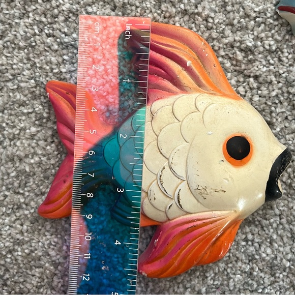 Vintage Chalkware Kitschy Fish wall plaques-set of 4 1960’s - Picture 3 of 6